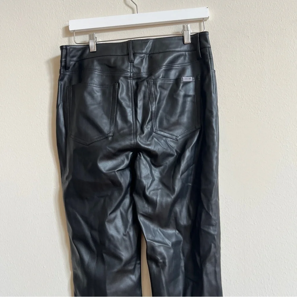 Joe's Womens Black Faux Leather High Rise Straight Leg Ankle Jeans